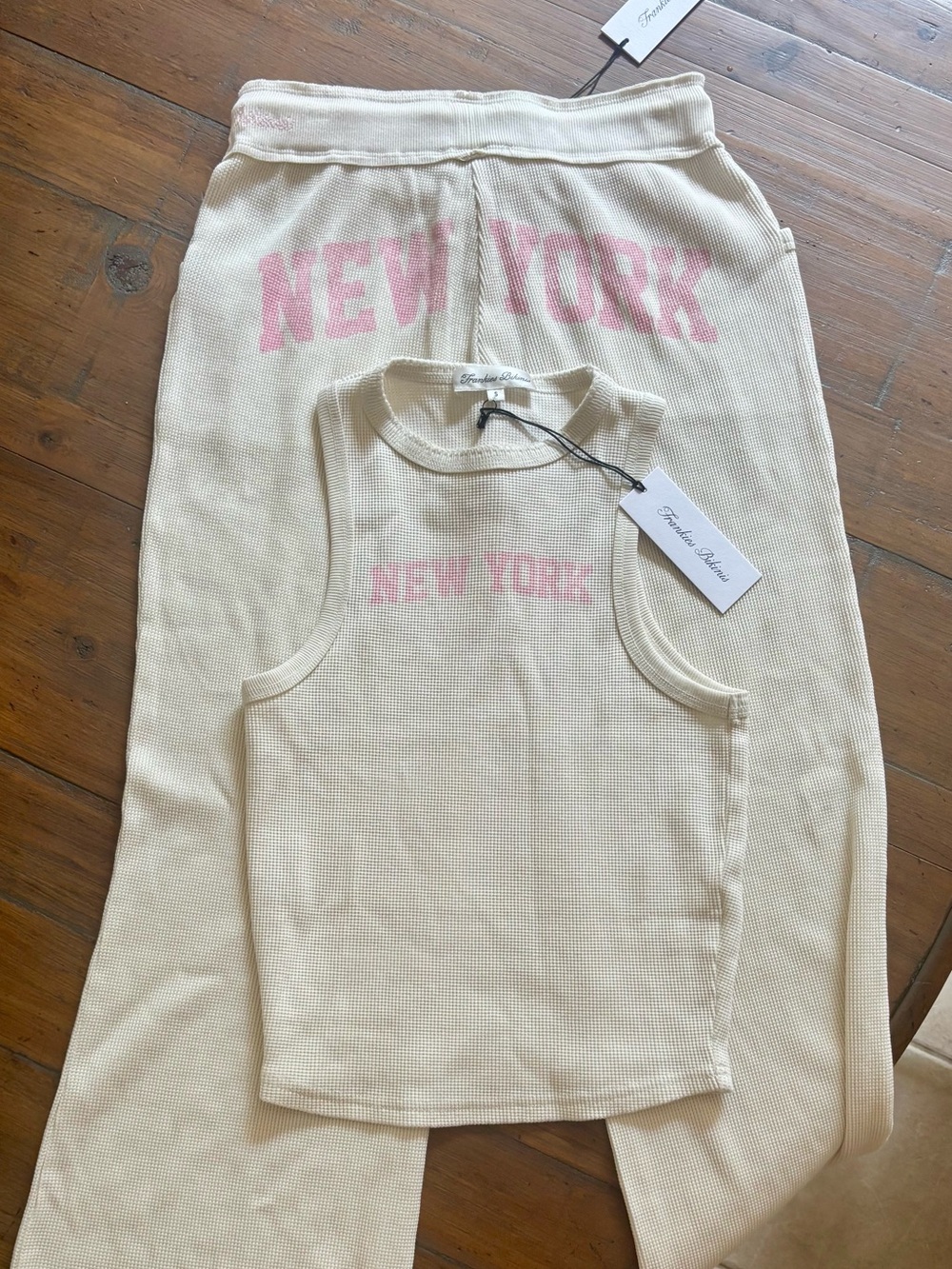 NWT Frankie’s bikinis New York waffle knit set